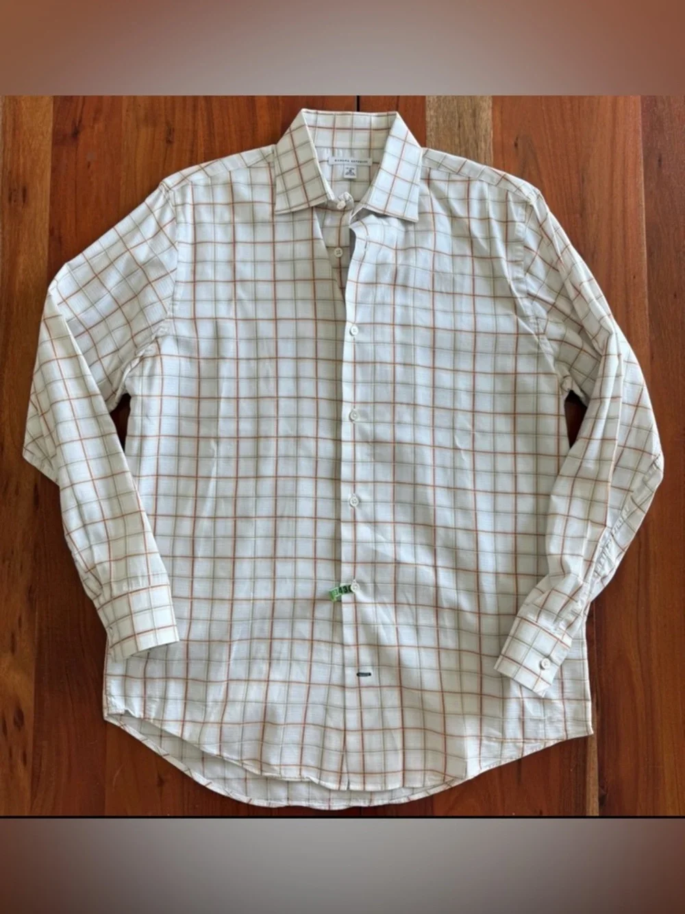 🦊 Banana Republic White and Brown Plaid Shirt